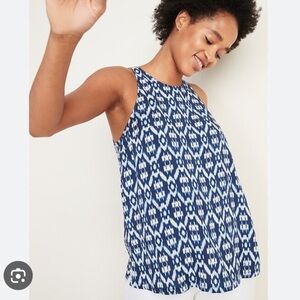 Old Navy Blue and White Ikat Tank